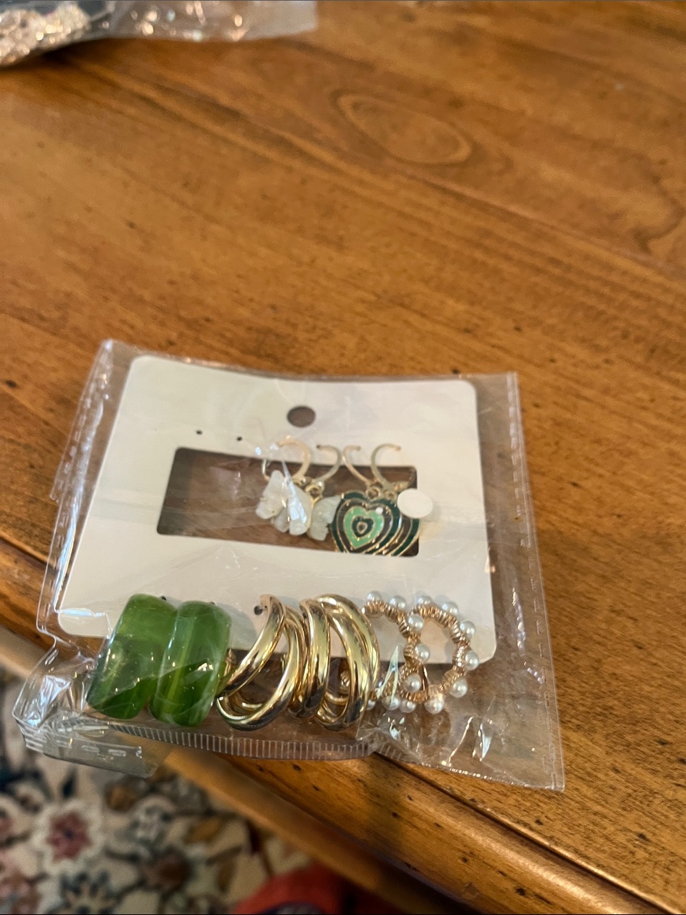 Green and Gold Mixed Earrings- Women Jewelry